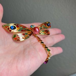 RARE Joan Rivers Mosaic Enamel  Dragonfly Brooch/Pin
